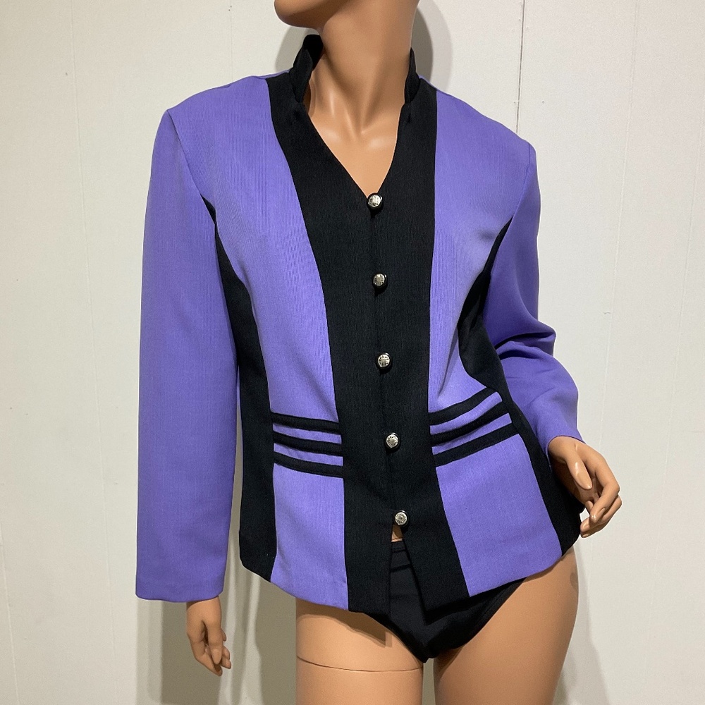 vintage 90' peri petites blazer purple black plus 16P Lightweight
